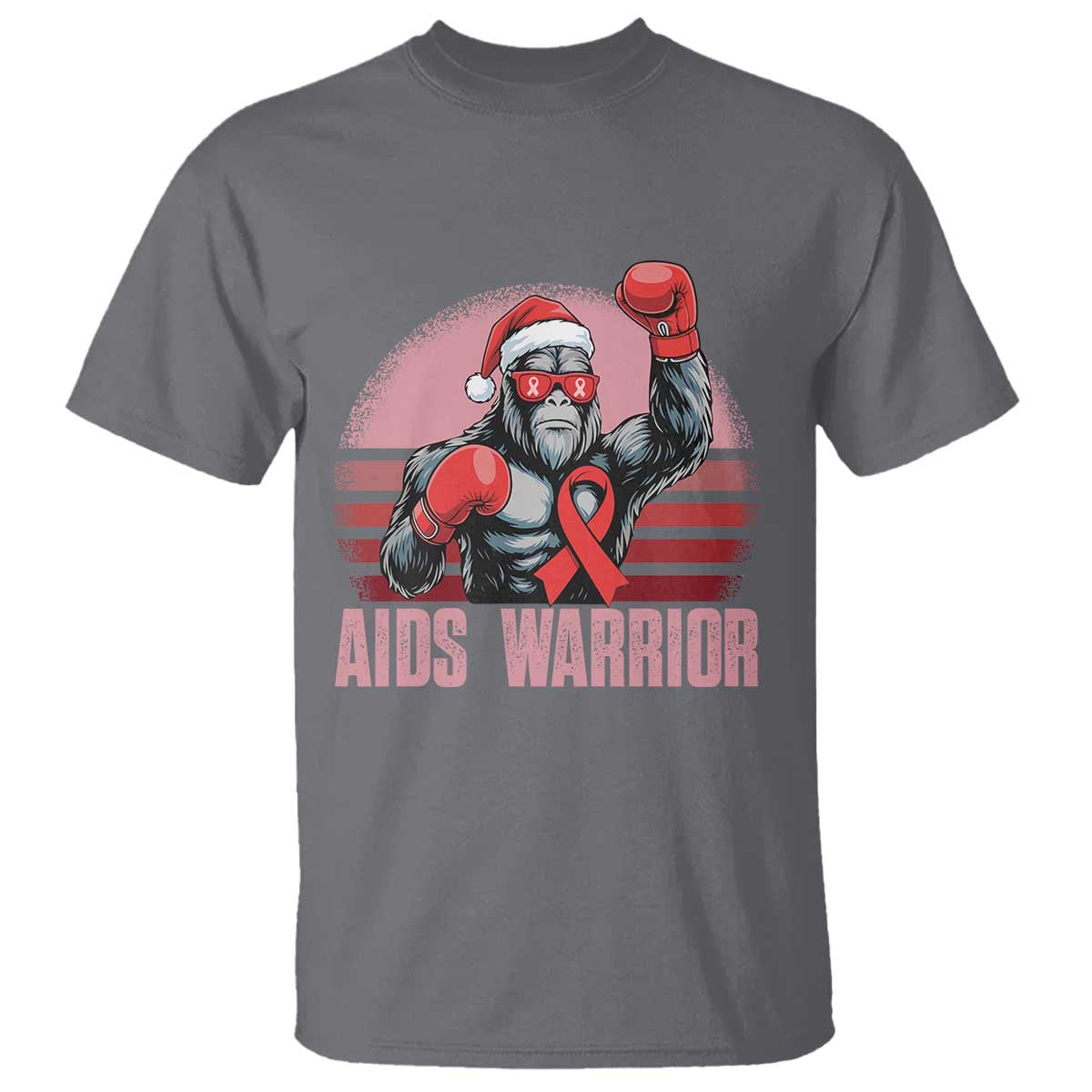 Christmas Santa Bigfoot HIV Awareness T Shirt Retro Vintage Style Gift TS12 Charcoal Print Your Wear