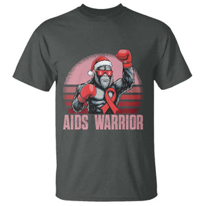 Christmas Santa Bigfoot HIV Awareness T Shirt Retro Vintage Style Gift TS12 Dark Heather Print Your Wear
