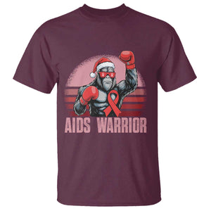 Christmas Santa Bigfoot HIV Awareness T Shirt Retro Vintage Style Gift TS12 Maroon Print Your Wear