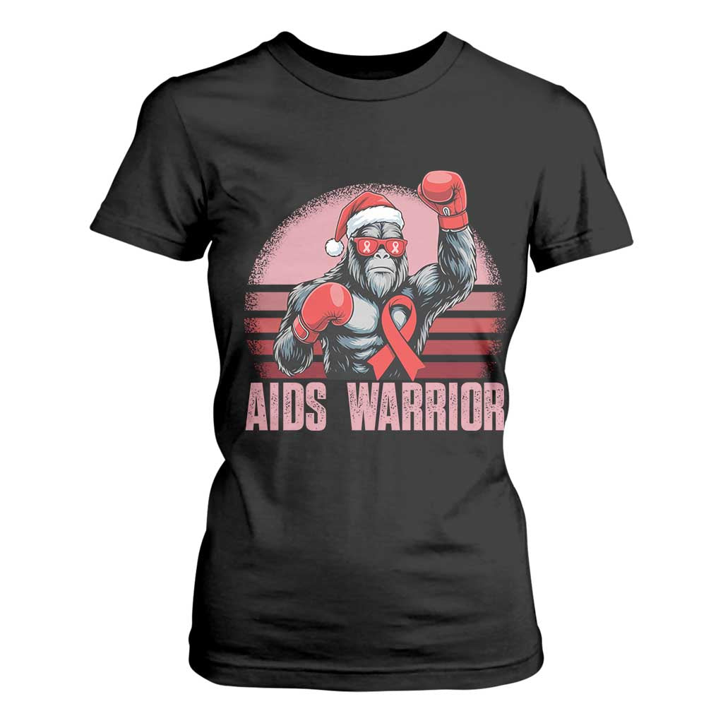 Christmas Santa Bigfoot HIV Awareness T Shirt For Women Retro Vintage Style Gift TS12 Black Print Your Wear