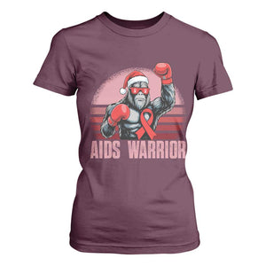 Christmas Santa Bigfoot HIV Awareness T Shirt For Women Retro Vintage Style Gift TS12 Maroon Print Your Wear