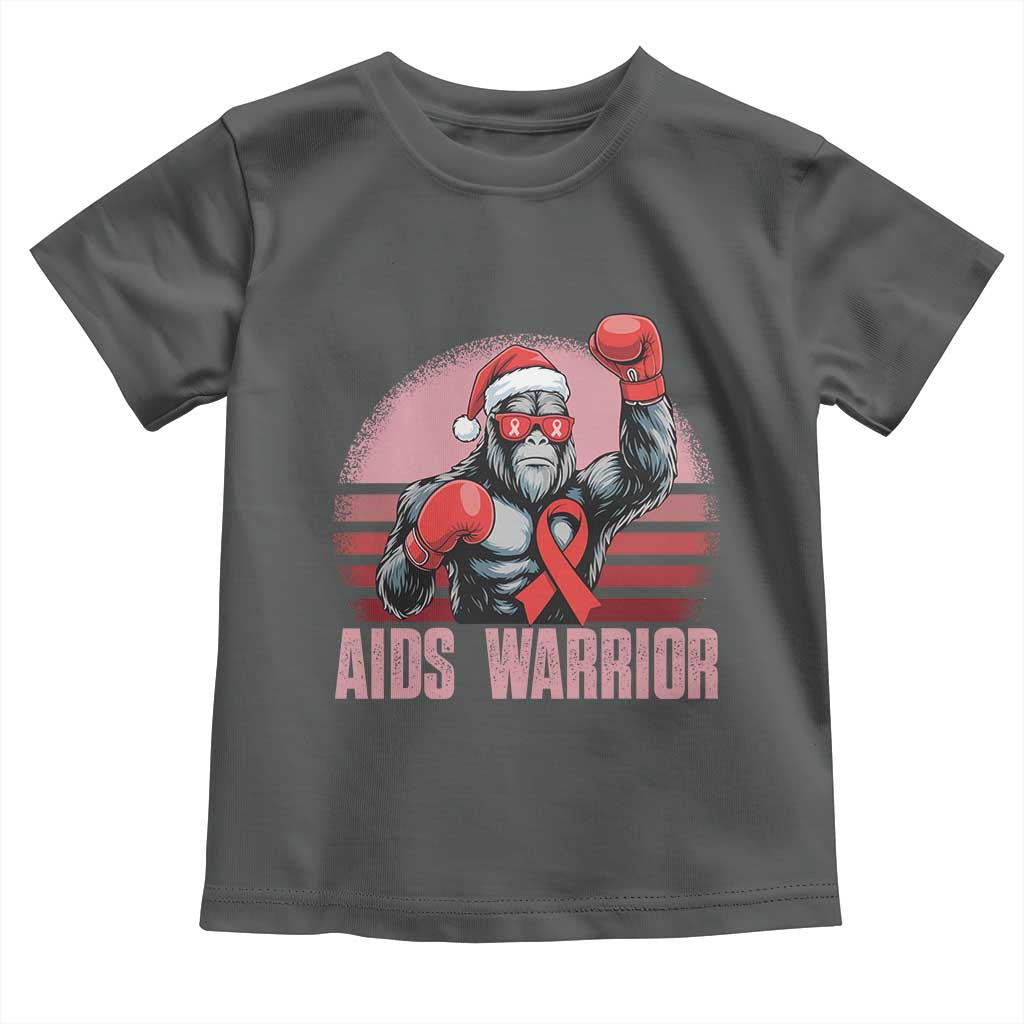 Christmas Santa Bigfoot HIV Awareness Toddler T Shirt Retro Vintage Style Gift TS12 Dark Heather Print Your Wear
