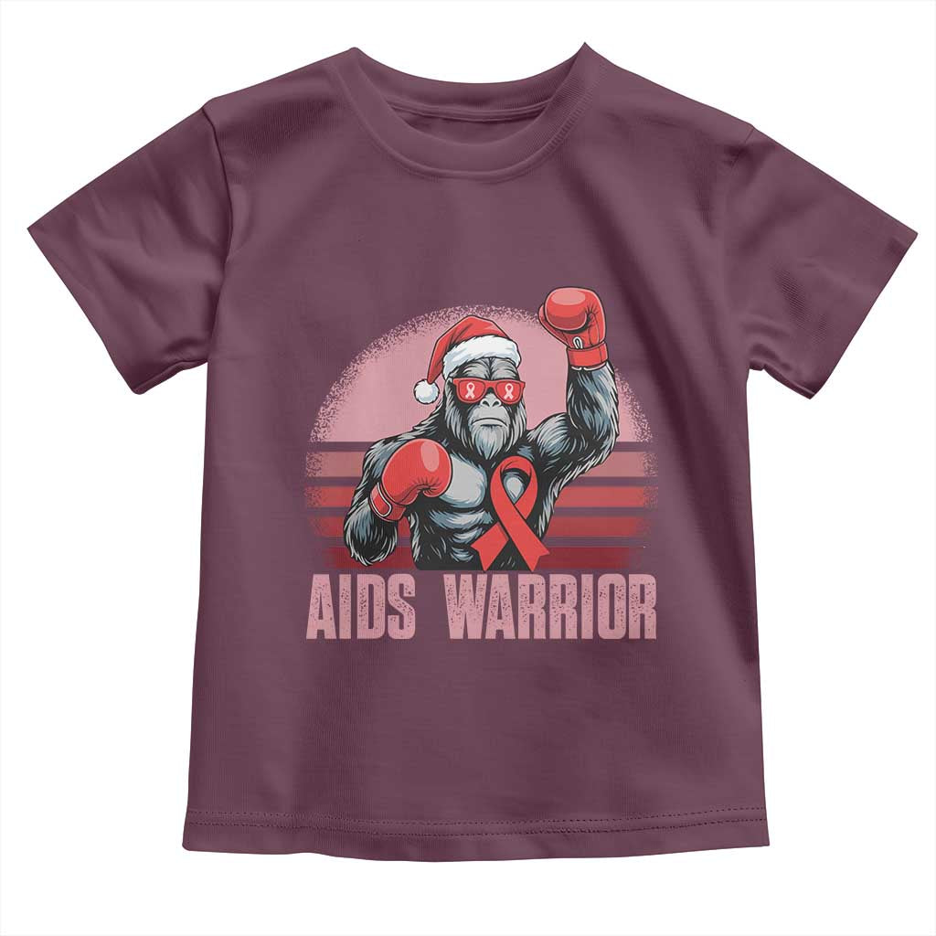 Christmas Santa Bigfoot HIV Awareness Toddler T Shirt Retro Vintage Style Gift TS12 Maroon Print Your Wear