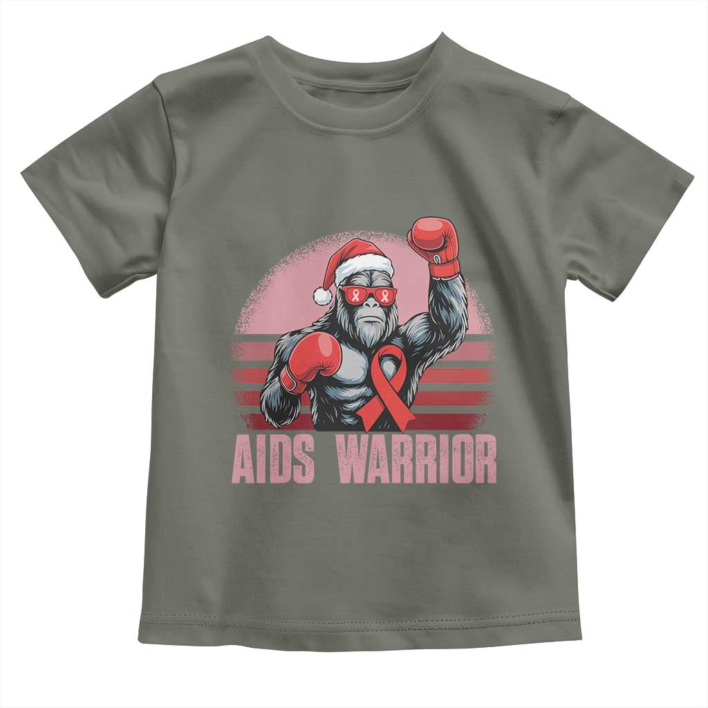 Christmas Santa Bigfoot HIV Awareness Toddler T Shirt Retro Vintage Style Gift TS12 Military Green Print Your Wear