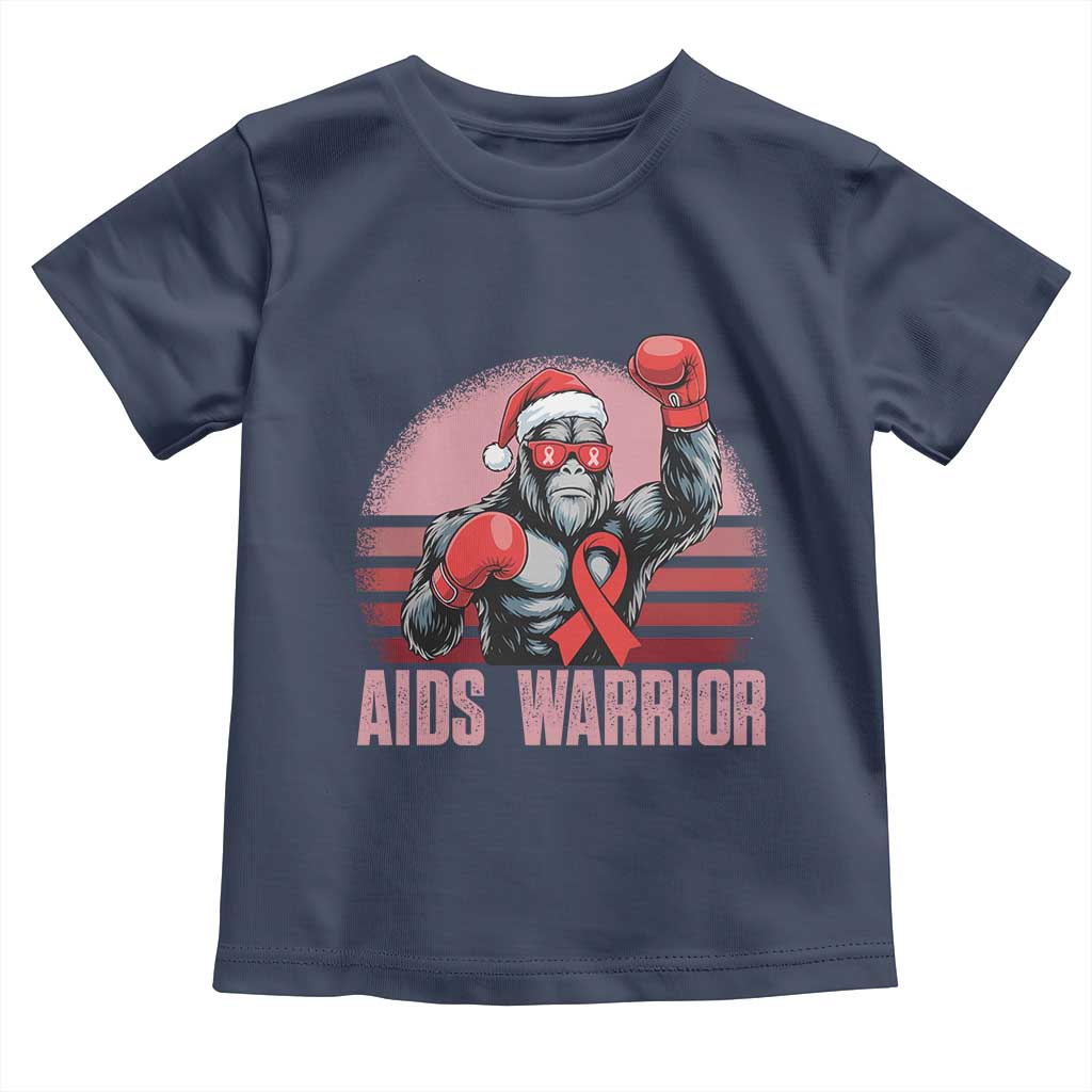 Christmas Santa Bigfoot HIV Awareness Toddler T Shirt Retro Vintage Style Gift TS12 Navy Print Your Wear
