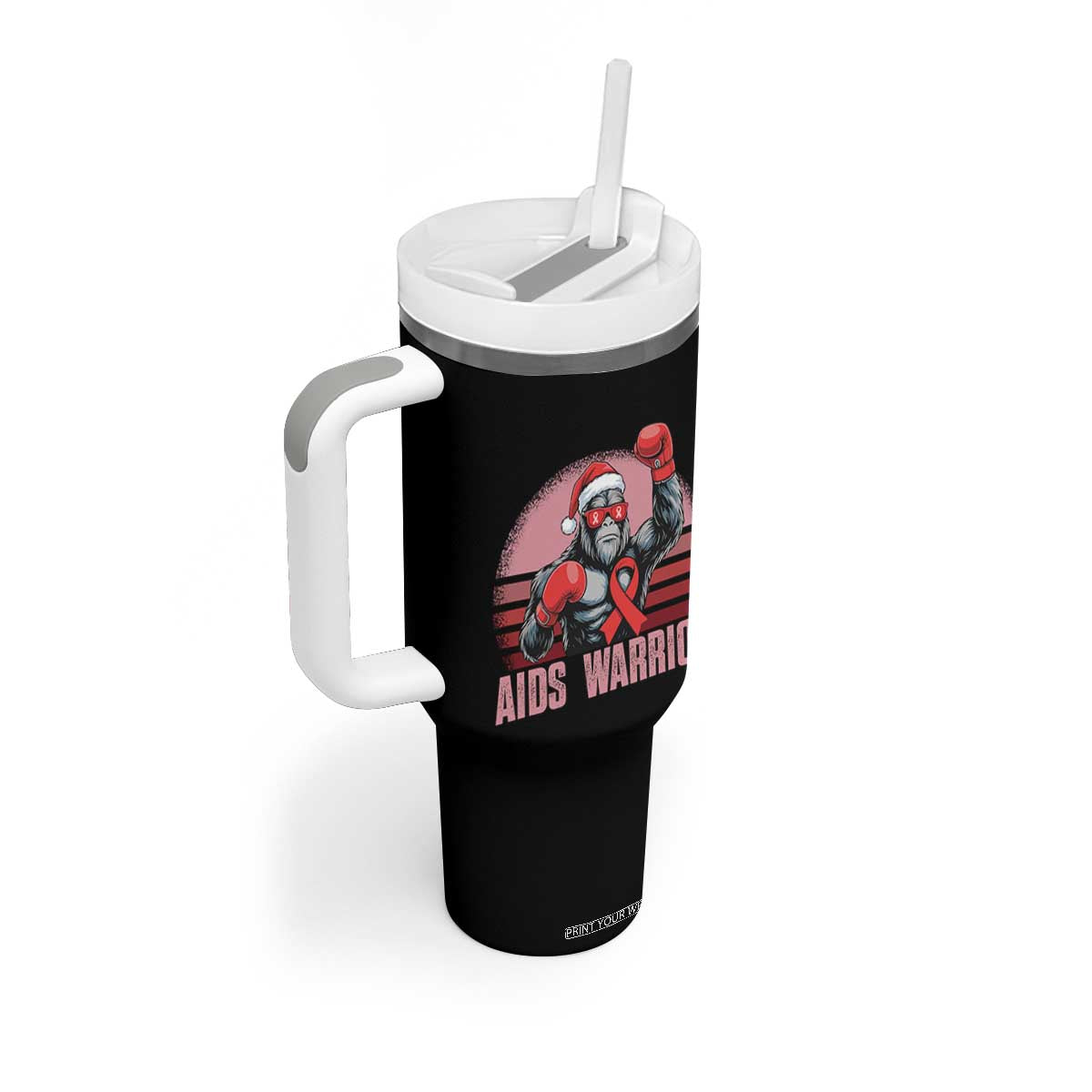 Christmas Santa Bigfoot HIV Awareness Tumbler With Handle Retro Vintage Style Gift TS12 Print Your Wear