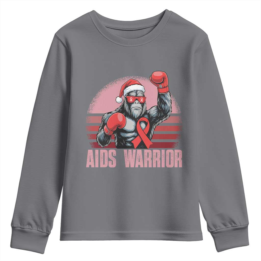 Christmas Santa Bigfoot HIV Awareness Youth Sweatshirt Retro Vintage Style Gift TS12 Charcoal Print Your Wear