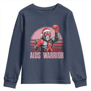 Christmas Santa Bigfoot HIV Awareness Youth Sweatshirt Retro Vintage Style Gift TS12 Navy Print Your Wear