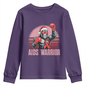 Christmas Santa Bigfoot HIV Awareness Youth Sweatshirt Retro Vintage Style Gift TS12 Purple Print Your Wear