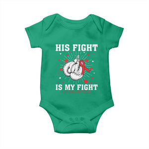 His Fight Is My Fight HIV Warrior Baby Onesie Red Ribbon Boxing Gift TS12 Irish Green Print Your Wear