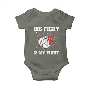 His Fight Is My Fight HIV Warrior Baby Onesie Red Ribbon Boxing Gift TS12 Military Green Print Your Wear
