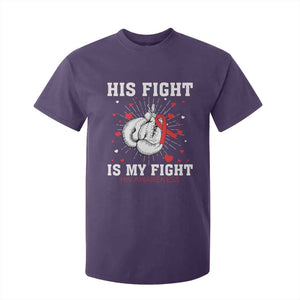 His Fight Is My Fight HIV Warrior T Shirt For Kid Red Ribbon Boxing Gift TS12 Purple Print Your Wear