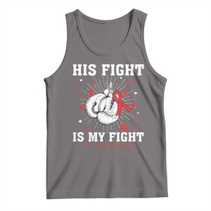 His Fight Is My Fight HIV Warrior Tank Top Red Ribbon Boxing Gift TS12 Deep Heather Print Your Wear