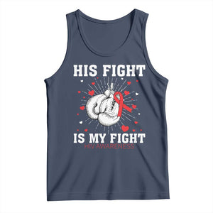 His Fight Is My Fight HIV Warrior Tank Top Red Ribbon Boxing Gift TS12 Navy Print Your Wear