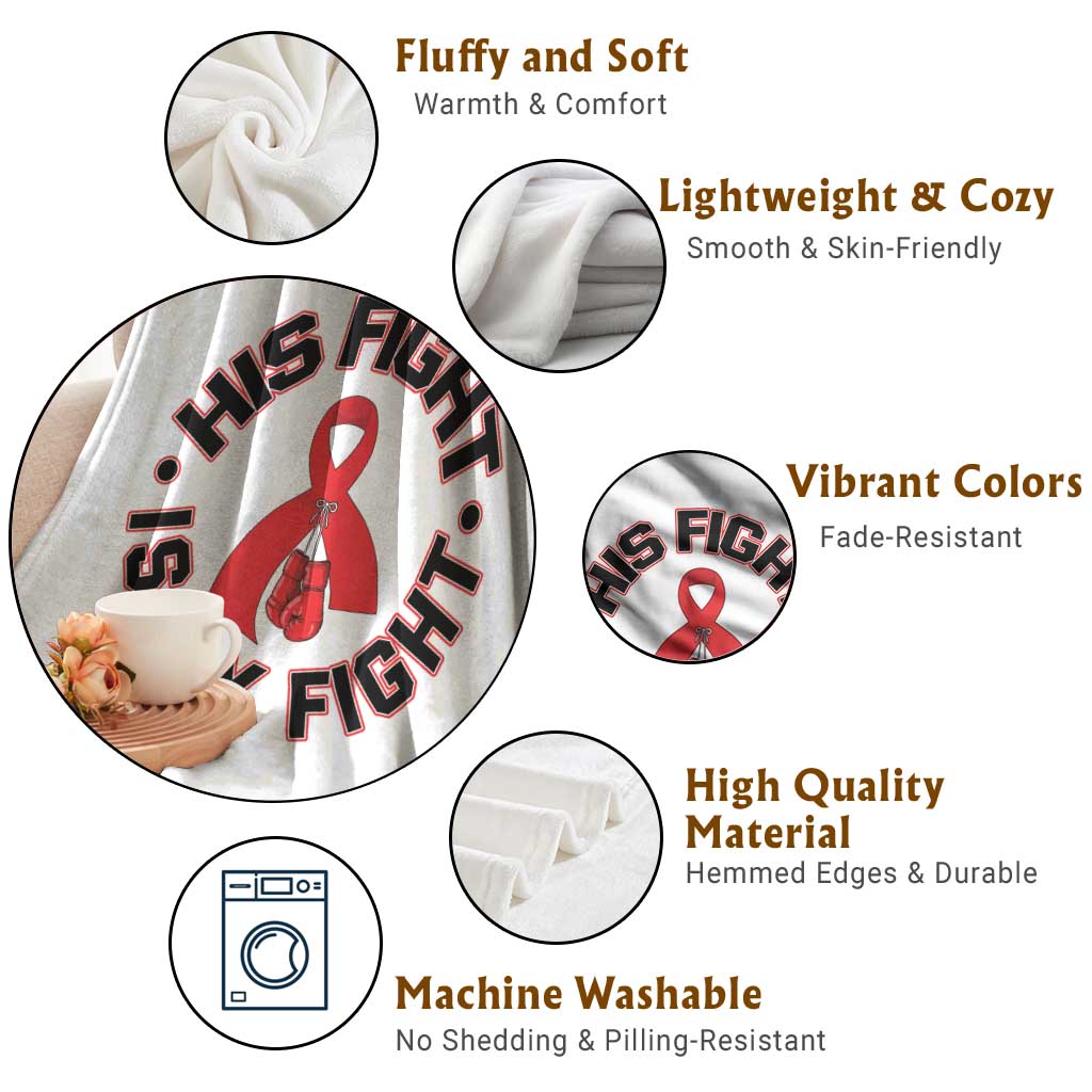 HIV Warrior His Fight Is My Fight Throw Blanket Red Ribbon Boxing Gift TS12 Print Your Wear