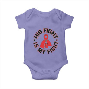 HIV Warrior His Fight Is My Fight Baby Onesie Red Ribbon Boxing Gift TS12 Violet Print Your Wear