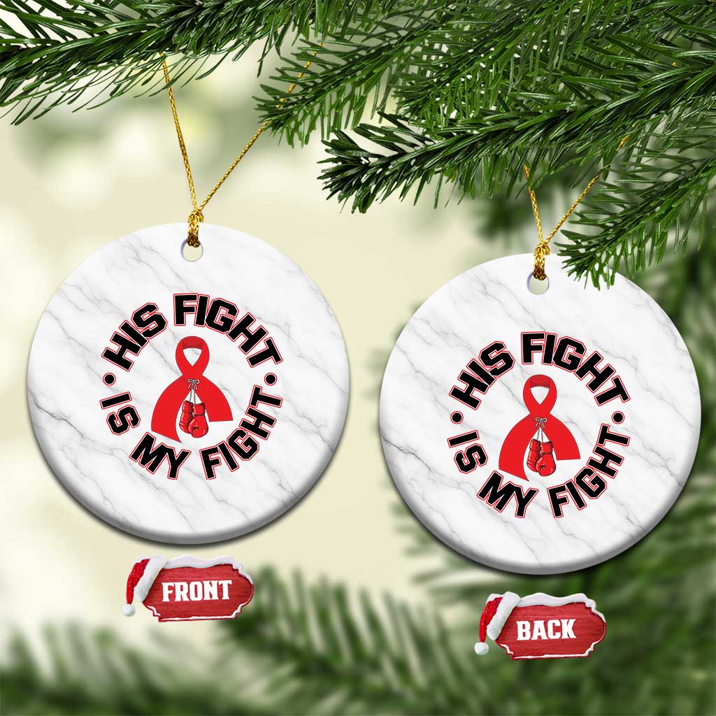 HIV Warrior His Fight My Fight Ceramic Ornament Red Ribbon Boxing Gift TS12 1pc White Marble Print Your Wear