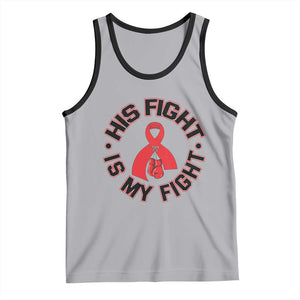 HIV Warrior His Fight Is My Fight Tank Top Red Ribbon Boxing Gift TS12 Athletic Heather Black Print Your Wear