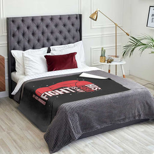 His Fight Is My Fight Throw Blanket Red Ribbon HIV Awareness Boxing Gift TS12 Print Your Wear