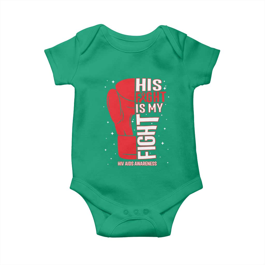 His Fight Is My Fight Baby Onesie Red Ribbon HIV Awareness Boxing Gift TS12 Irish Green Print Your Wear