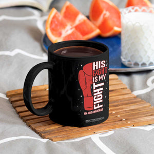 His Fight Is My Fight Coffee Mug Red Ribbon HIV Awareness Boxing Gift TS12 Print Your Wear