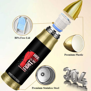 His Fight Is My Fight Bullet Tumbler Red Ribbon HIV Awareness Boxing Gift TS12 Print Your Wear