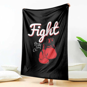 Fight Pray For A Cure Throw Blanket Red Ribbon HIV Awareness Boxing Gift TS12 Print Your Wear