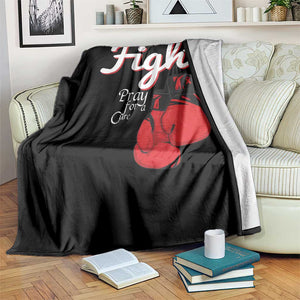 Fight Pray For A Cure Throw Blanket Red Ribbon HIV Awareness Boxing Gift TS12 Print Your Wear
