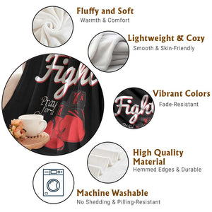 Fight Pray For A Cure Throw Blanket Red Ribbon HIV Awareness Boxing Gift TS12 Print Your Wear