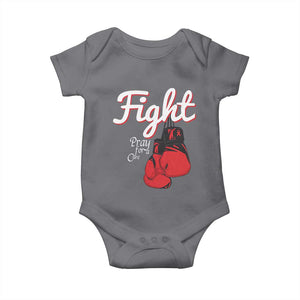 Fight Pray For A Cure Baby Onesie Red Ribbon HIV Awareness Boxing Gift TS12 Charcoal Print Your Wear