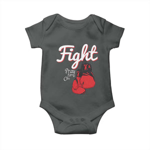 Fight Pray For A Cure Baby Onesie Red Ribbon HIV Awareness Boxing Gift TS12 Dark Heather Print Your Wear