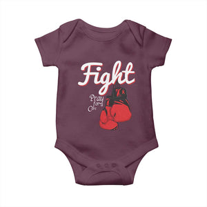 Fight Pray For A Cure Baby Onesie Red Ribbon HIV Awareness Boxing Gift TS12 Maroon Print Your Wear