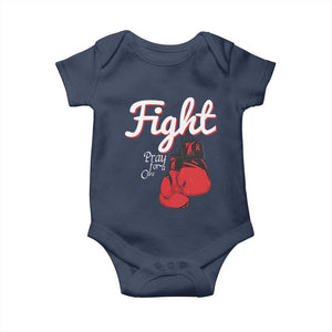 Fight Pray For A Cure Baby Onesie Red Ribbon HIV Awareness Boxing Gift TS12 Navy Print Your Wear