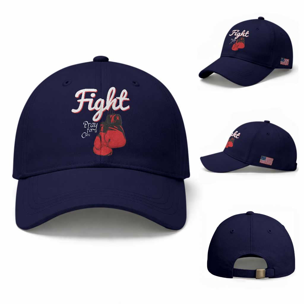 Fight Pray For A Cure Baseball Cap Red Ribbon HIV Awareness Boxing Gift TS12 Baseball Cap Universal Fit Dark Blue Print Your Wear