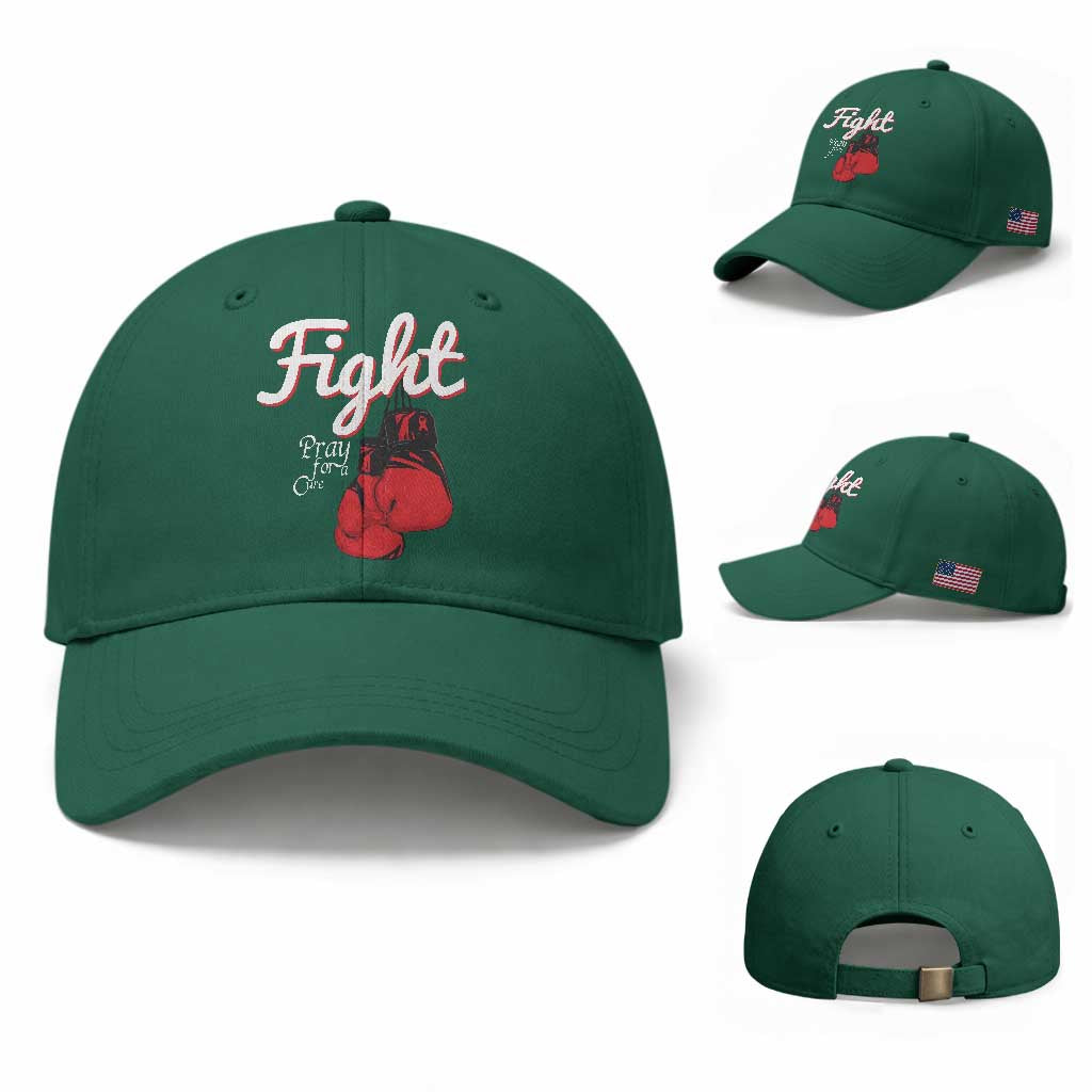 Fight Pray For A Cure Baseball Cap Red Ribbon HIV Awareness Boxing Gift TS12 Baseball Cap Universal Fit Irish Green Print Your Wear