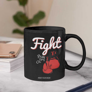 Fight Pray For A Cure Coffee Mug Red Ribbon HIV Awareness Boxing Gift TS12 Print Your Wear
