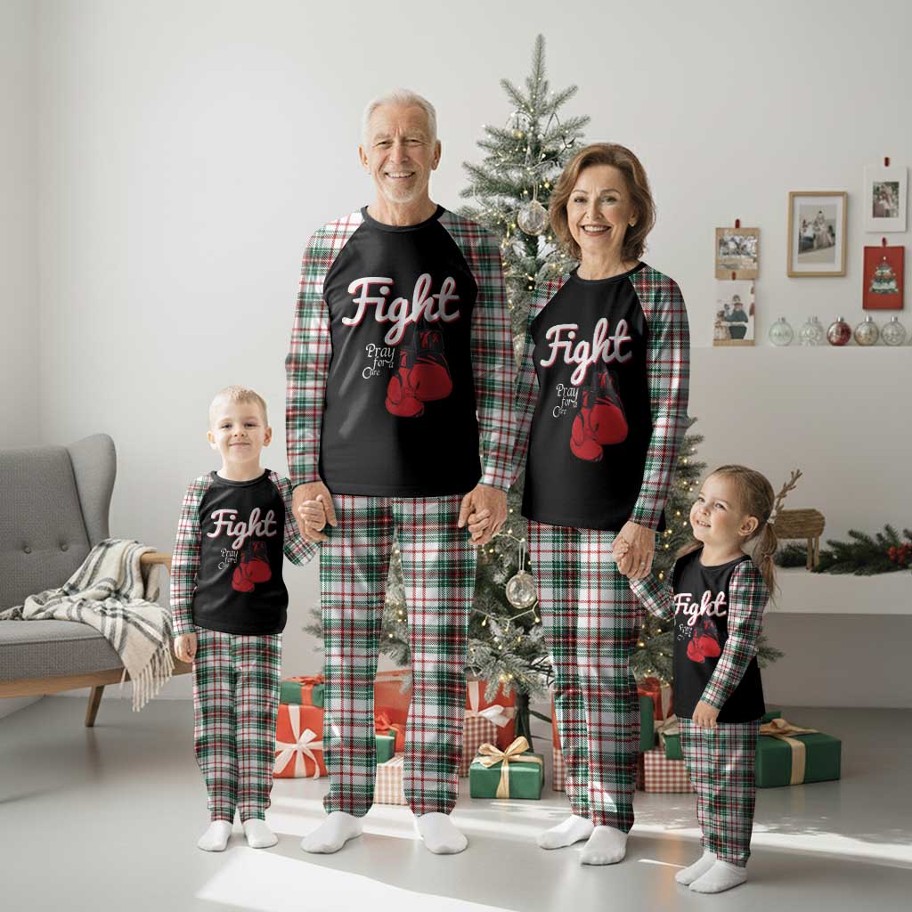 Fight Pray For A Cure Plaid Pajama Set Red Ribbon HIV Awareness Boxing Gift TS12 Christmas Plaid Print Your Wear