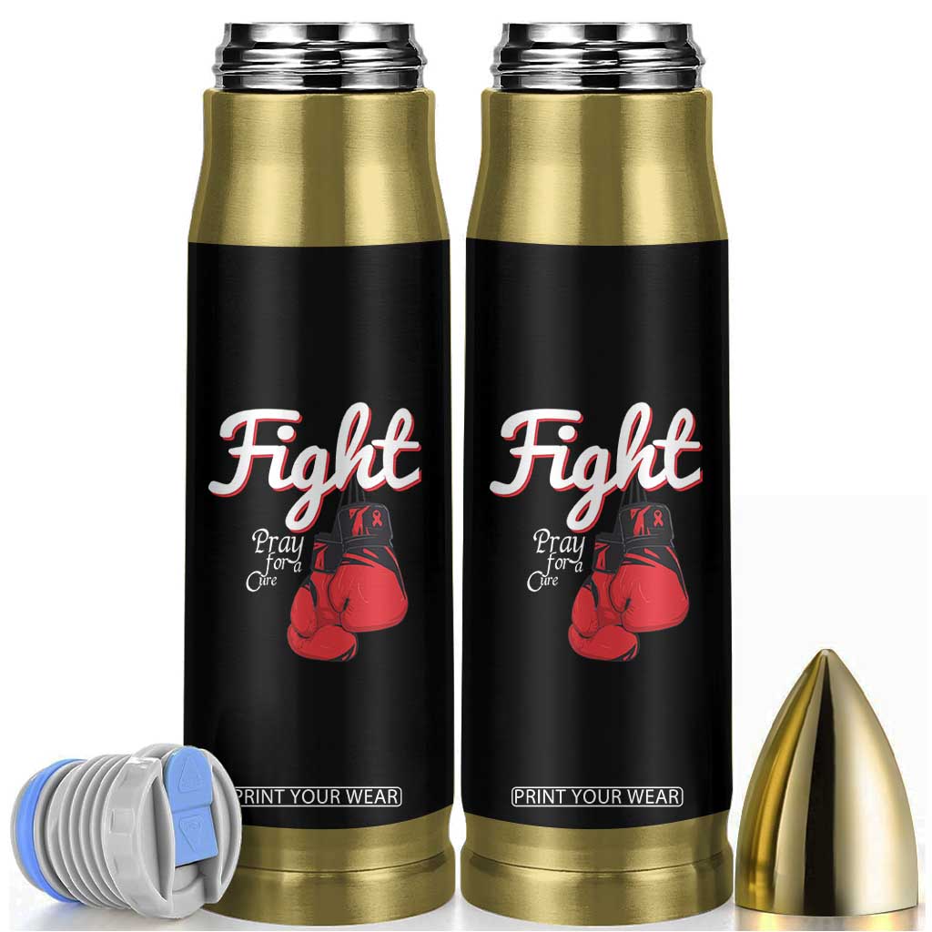 Fight Pray For A Cure Bullet Tumbler Red Ribbon HIV Awareness Boxing Gift TS12 Black Print Your Wear