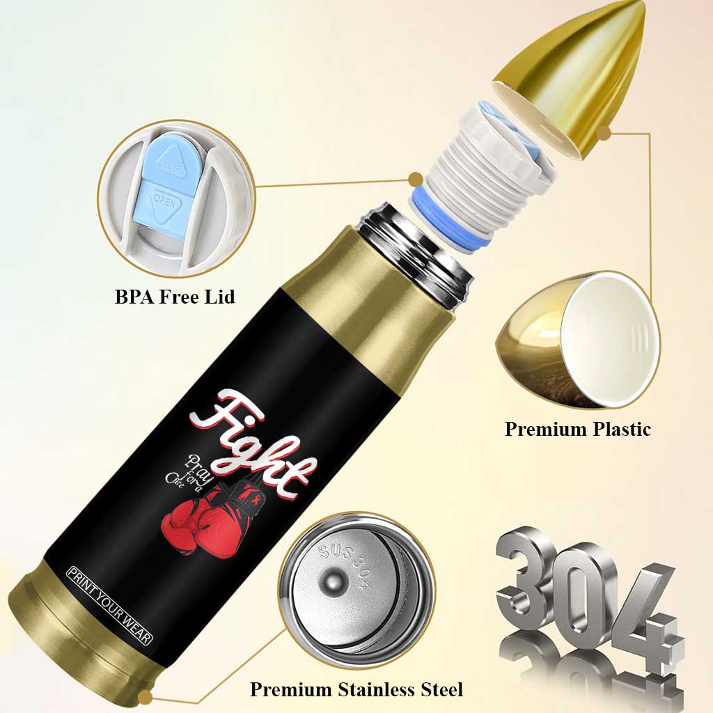 Fight Pray For A Cure Bullet Tumbler Red Ribbon HIV Awareness Boxing Gift TS12 Print Your Wear
