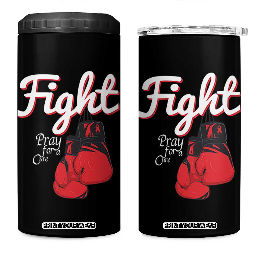 Fight Pray For A Cure 4 in 1 Can Cooler Tumbler Red Ribbon HIV Awareness Boxing Gift TS12 One Size: 16 oz Black Print Your Wear