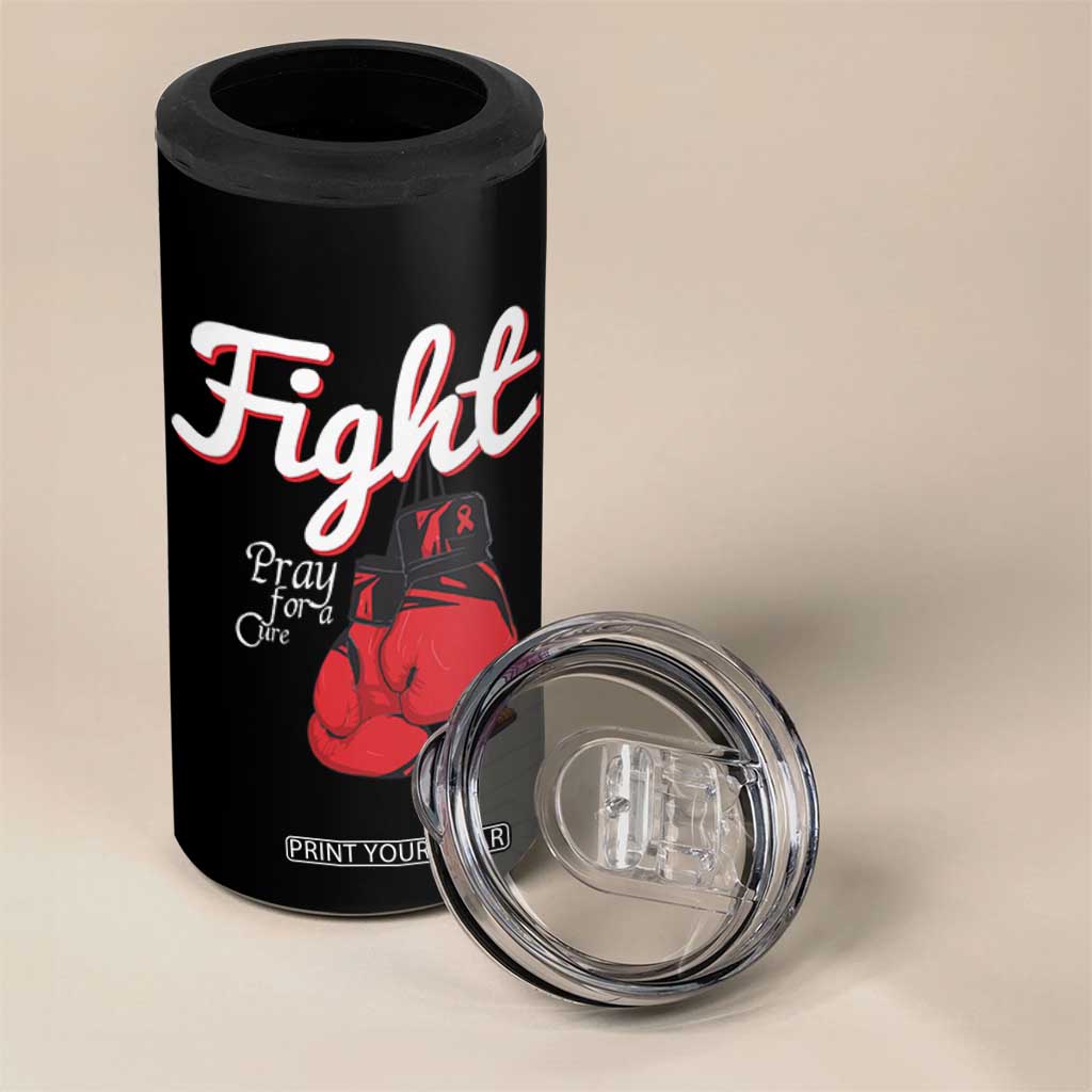 Fight Pray For A Cure 4 in 1 Can Cooler Tumbler Red Ribbon HIV Awareness Boxing Gift TS12 Print Your Wear