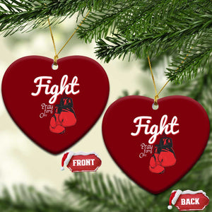 Fight Pray For A Cure Ceramic Ornament Red Ribbon HIV Awareness Boxing Gift TS12 Print Your Wear
