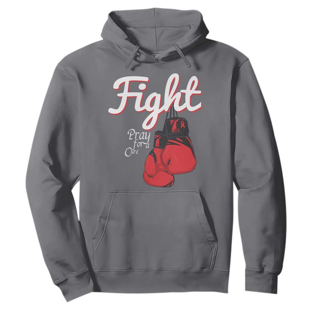 Fight Pray For A Cure Hoodie Red Ribbon HIV Awareness Boxing Gift TS12 Charcoal Print Your Wear