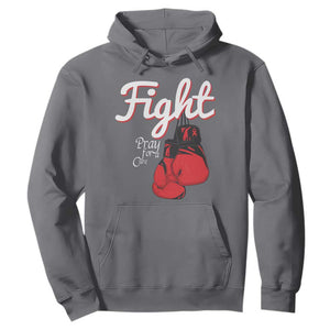 Fight Pray For A Cure Hoodie Red Ribbon HIV Awareness Boxing Gift TS12 Charcoal Print Your Wear