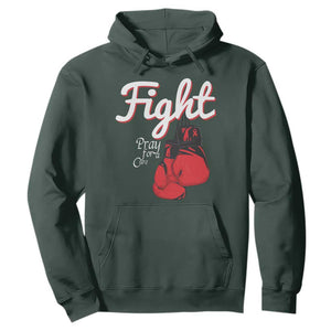 Fight Pray For A Cure Hoodie Red Ribbon HIV Awareness Boxing Gift TS12 Dark Forest Green Print Your Wear