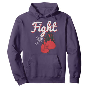 Fight Pray For A Cure Hoodie Red Ribbon HIV Awareness Boxing Gift TS12 Purple Print Your Wear