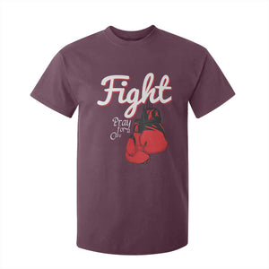 Fight Pray For A Cure T Shirt For Kid Red Ribbon HIV Awareness Boxing Gift TS12 Maroon Print Your Wear