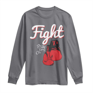 Fight Pray For A Cure Long Sleeve Shirt Red Ribbon HIV Awareness Boxing Gift TS12 Charcoal Print Your Wear