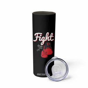 Fight Pray For A Cure Skinny Tumbler Red Ribbon HIV Awareness Boxing Gift TS12 Print Your Wear