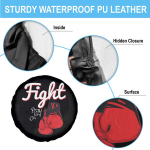 Fight Pray For A Cure Spare Tire Cover Red Ribbon HIV Awareness Boxing Gift TS12 Print Your Wear